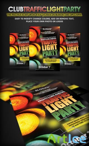 Traffic light party nightclub flyer