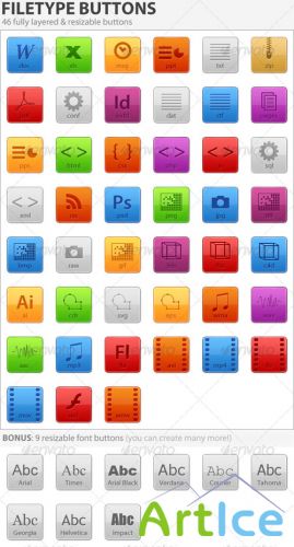 GraphicRiver - Resizable Filetype Buttons