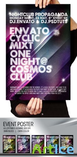 River Cosmos Summer Party Nightclub Poster Flayer