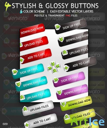 GraphicRiver - 4 Stylish & Glossy Buttons