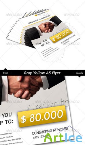 GraphicRiver - Gray Yellow A6 Flyer