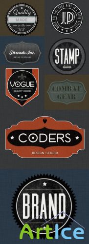 Retro badges faded vintage labels