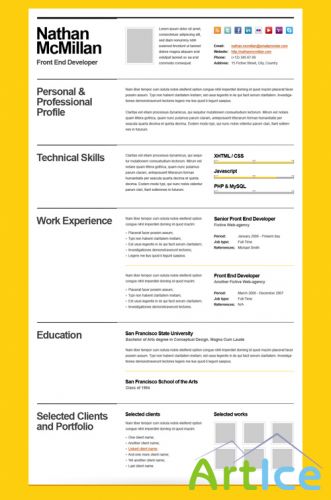 Bold cv-resume template minimal smart