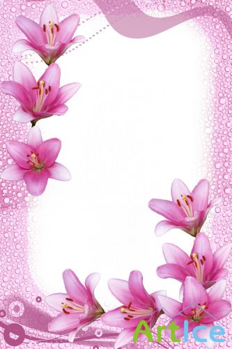 Photo Frame - Pink Lilies