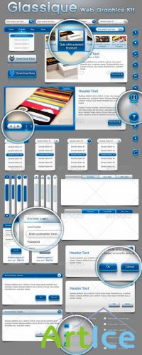 Glassique Bleu Web Graphics Kit