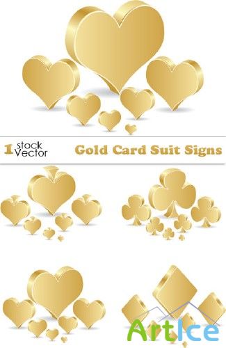 Gold Card Suit Signs Vector