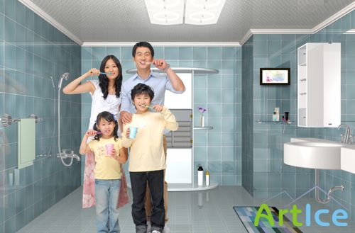 Sources - The Family in a bathroom