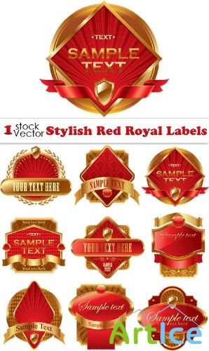 Stylish Red Royal Labels Vector