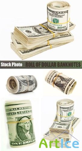 Stock Photo: Roll of dollar banknotes