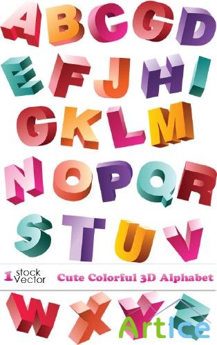 Cute Colorful 3D Alphabet Vector
