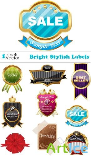Bright Stylish Labels Vector