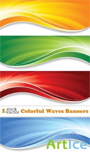 Colorful Waves Banners Vector