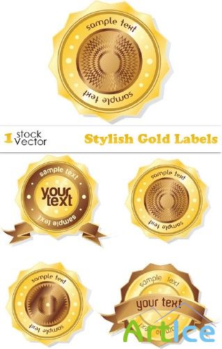 Stylish Gold Labels Vector