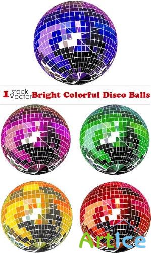 Bright Colorful Disco Balls Vector