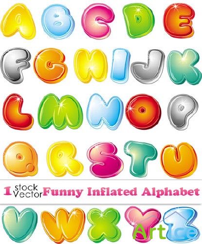 Funny Inflated Alphabet Vector