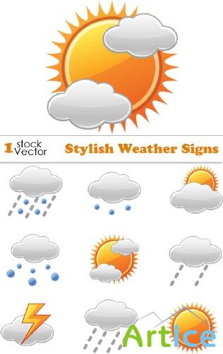 Stylish Weather Signs Vector