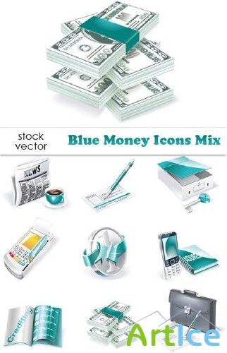 Vectors - Blue Money Icons Mix