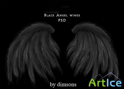 Black angel wings psd