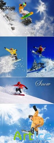 Stock Photo - Snowboarders