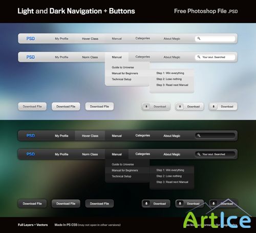 Light and dark navigation buttons