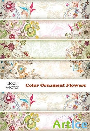 Vectors - Color Ornament Flower Banners