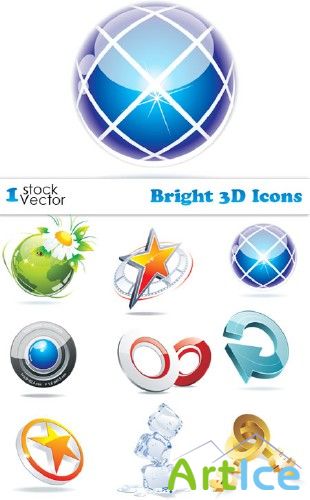 Bright 3D Icons Vector