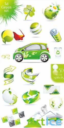 3D Green Symbols