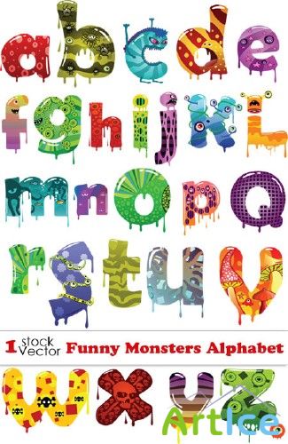 Funny Monsters Alphabet Vector