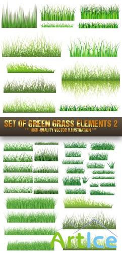 Stock Vector - Set Of Green Grass Elements 2