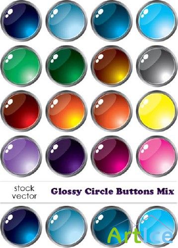 Vectors - Glossy Circle Buttons Mix