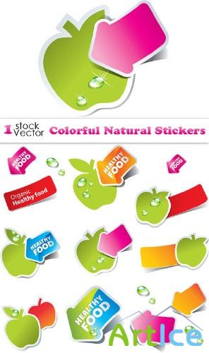 Colorful Natural Stickers Vector