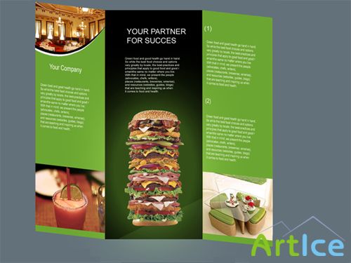 Fast Food Restaurant tri-flod Brochure - PSD files