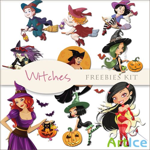 Scrap-kit - Witches - Halloween Illustrations #1