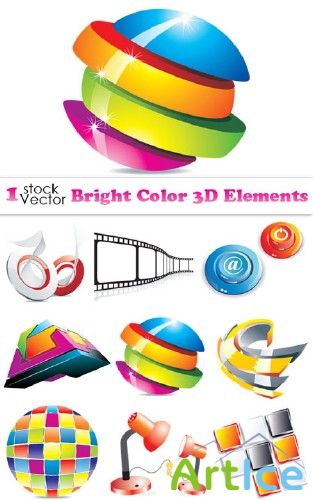 Bright Color 3D Elements Vector