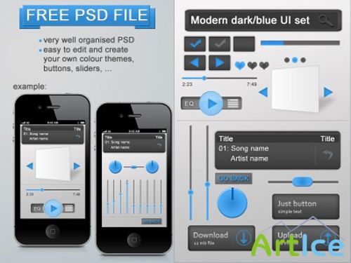 Modern dark-blue UI set