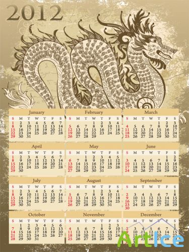 Dragon Calendar Vector