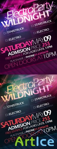 PSD Template - Electro Party WildNight Flyer Poster