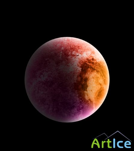 Pink and orange planet psd