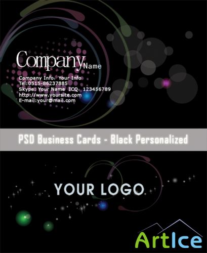 PSD Business Cards - Black Personalized