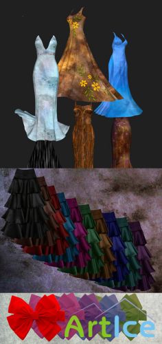 Coloured Skirts PSD and long gown