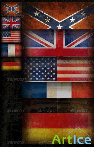 GraphicRiver - Five Old Grunge Flags