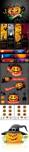 Scary Halloween Pumpkins Vector
