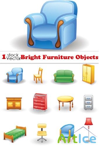 Bright Furniture Objects Vector
