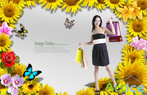 Fashion shopping posters PSD layered material