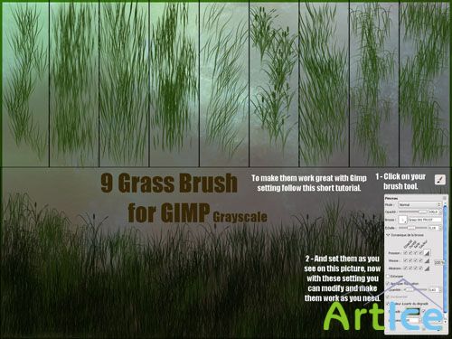 Grass Brushes for GIMP Pack 1