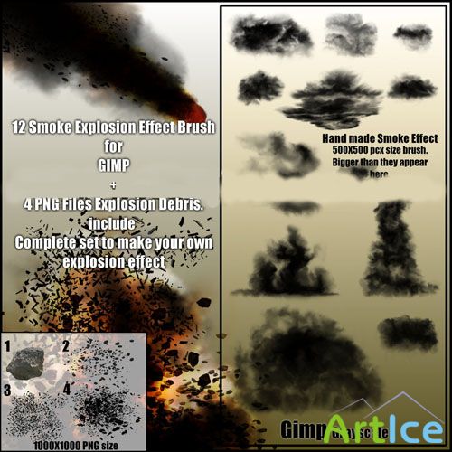12 Smoke Explosion Effect Brushes for GIMP