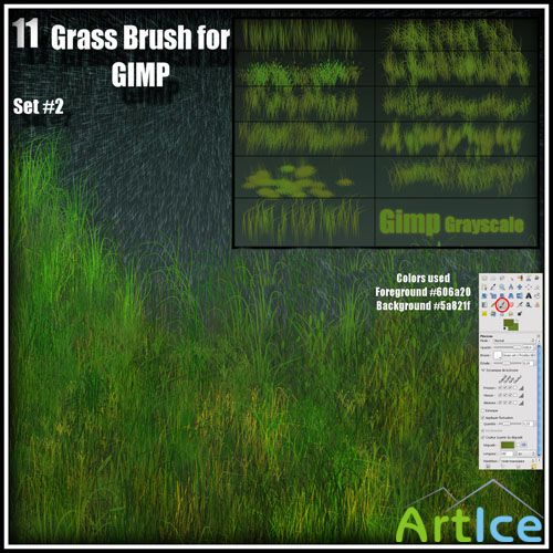 Grass Brushes for GIMP Pack 2