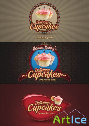 Cupcake Logos PSD Template