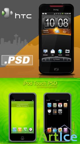 iPod Touch and smartphone psd