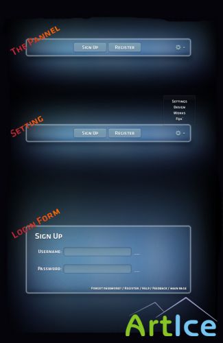 Glowing Blue Login Form PSD